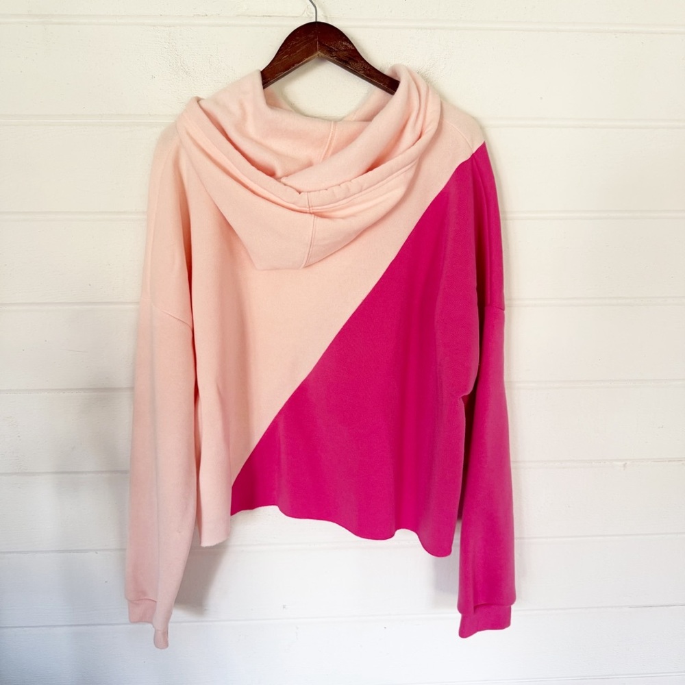 EUC Rue+ Women’s Color-Block Pink Fleece Cropped Hoodie Size 2X - Picture 6 of 6